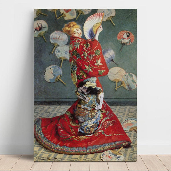 Reproductie van het schilderij Camille Monet in Japanse kostuum - Claude Monet