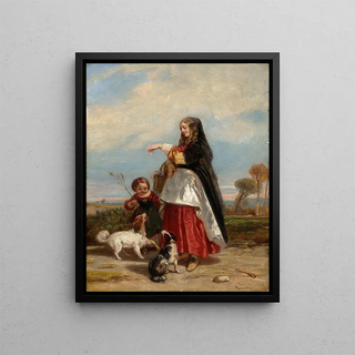 CamilleJosephEtienne Roqueplan - Woman And Child With Dogs.webp