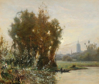 Camille Flers - River Landscape With A City In The Background.webp