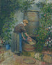 Vrouw die een pan wast - Camille Pissarro — weergave van het kunstwerk