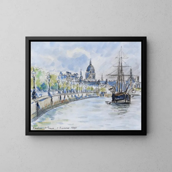 van de Londense Sint-Paulskathedraal - Camille Pissarro — ingelijst kunstwerk aan de muur