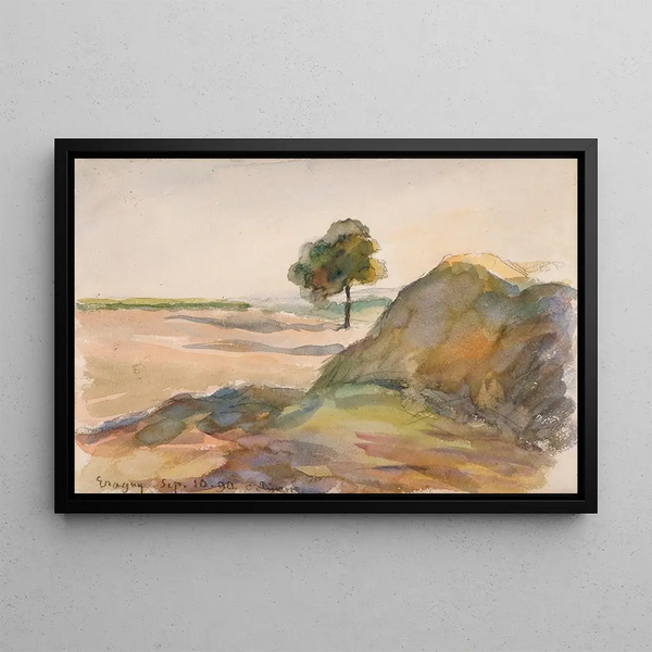 Landscape Painting at Éragny - Camille Pissarro — framed artwork on a wall