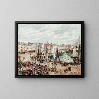 Camille Pissarro - The Fish Market Dieppe Grey Weather Morning.webp