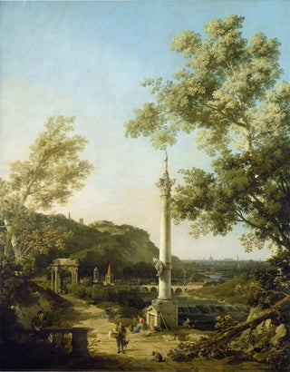 Canaletto - English Landscape Capriccio with a Column.webp