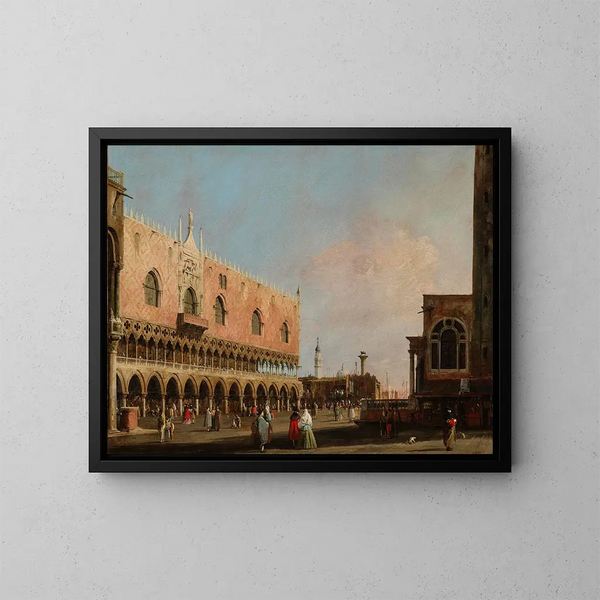 Uitzicht op de Piazzetta San Marco richting het zuiden - Canaletto — ingelijst kunstwerk aan de muur