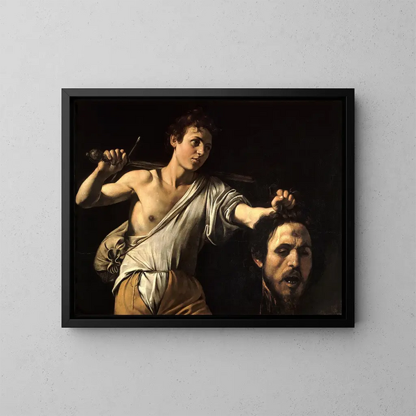 David schilderij met het hoofd van Goliath - Caravaggio — ingelijst kunstwerk aan de muur