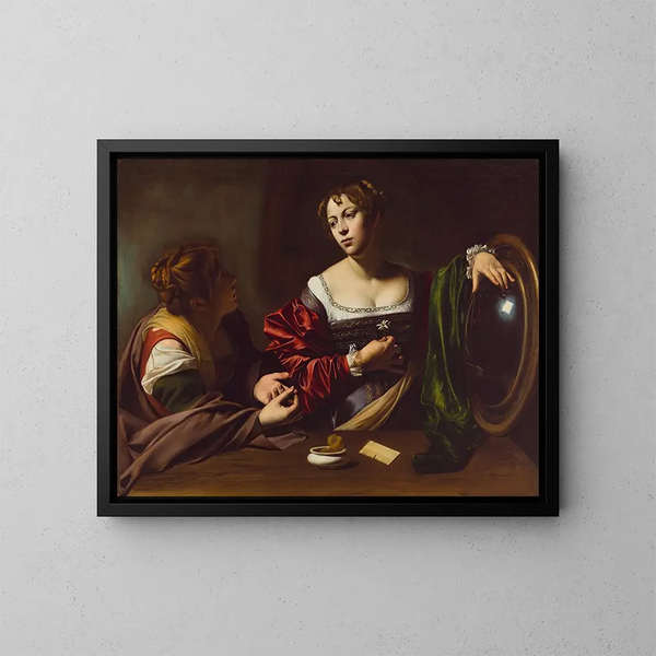 Martha en Maria Magdalena - Caravaggio — ingelijst kunstwerk aan de muur