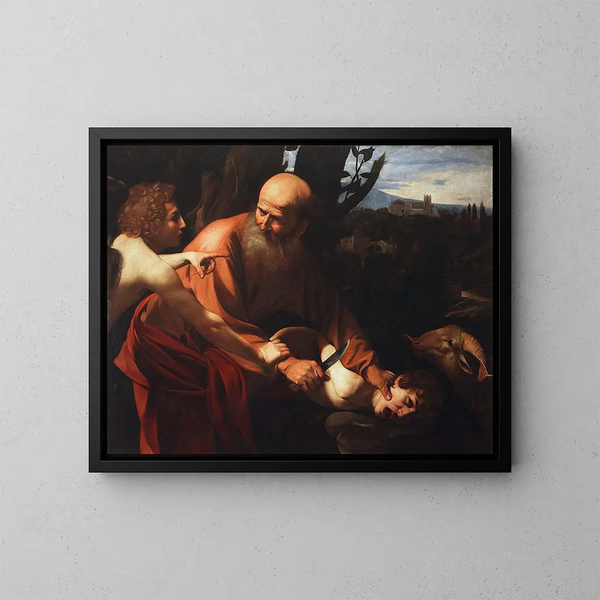 Het Offer van Isaak - Caravaggio — ingelijst kunstwerk aan de muur