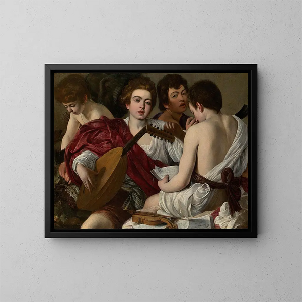 De Muzikanten - Caravaggio — ingelijst kunstwerk aan de muur