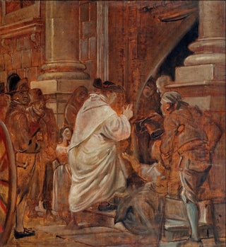 Cardinal bénissant des mendiants aux portes de l'église - Wilhelm Marstrand