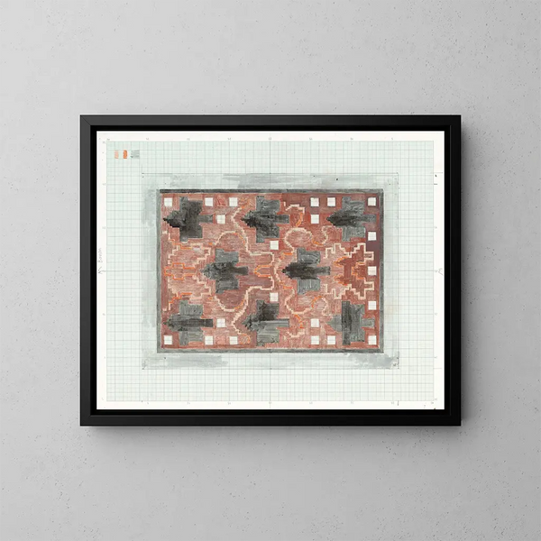 Decoratief ontwerp in rood en zwart - Carel Adolph Lion Cachet — ingelijst kunstwerk aan de muur