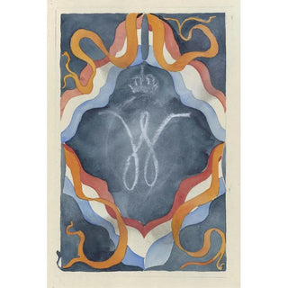 Carel Adolph Lion Cachet - Decoratief ontwerp met gekroonde W en nationale kleuren.webp