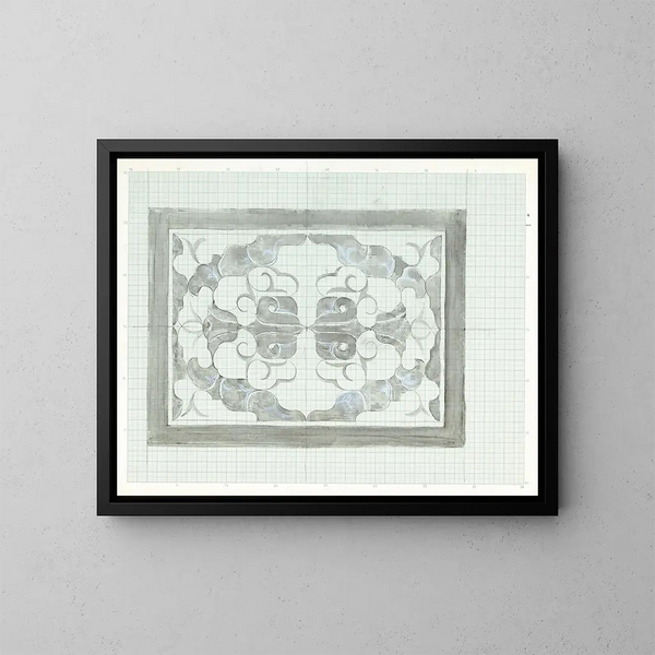 decoratief ontwerp in grijs en wit - Carel Adolph Lion Cachet — ingelijst kunstwerk aan de muur