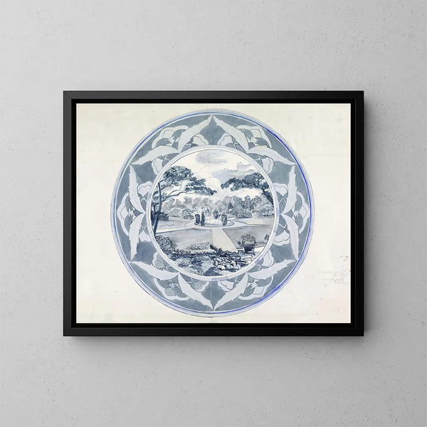 Ontwerp van een bord met een tuinenlandschap - Carel Adolph Lion Cachet — ingelijst kunstwerk aan de muur
