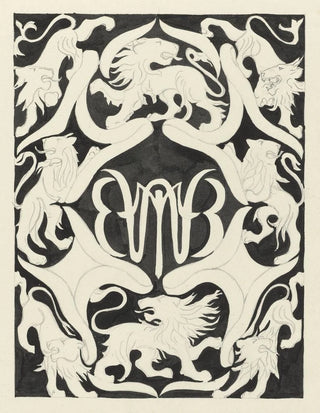 Carel Adolph Lion Cachet - Ontwerp voor een ex libris met monogram en leeuwen.webp