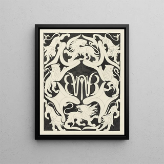 Carel Adolph Lion Cachet - Ontwerp voor een ex libris met monogram en leeuwen.webp