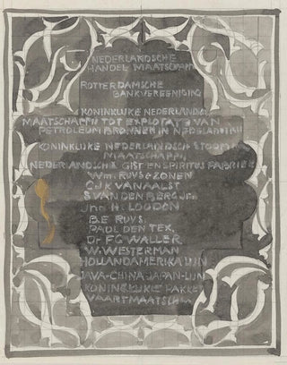 Carel Adolph Lion Cachet - Ornamentaal ontwerp met namen van bedrijven.webp