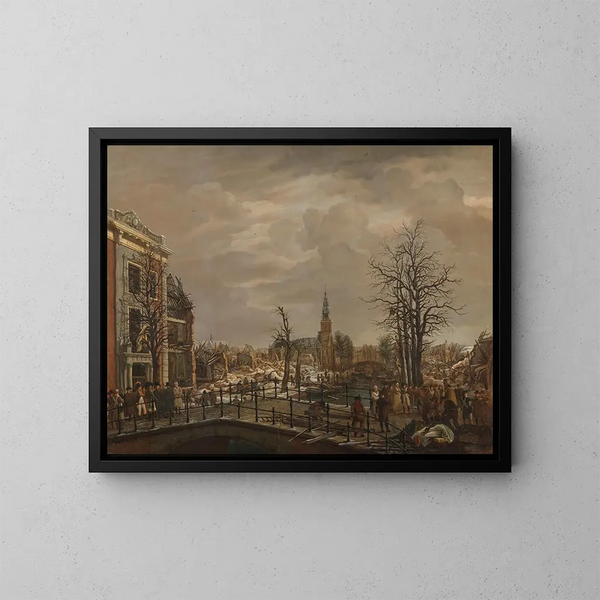 Le Rapenburg à Leyde - Carel Lodewijk Hansen — ingelijst kunstwerk aan de muur