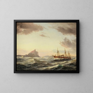 Carl Bille - Dampfschiff vor dem Fels von Gibraltar.webp