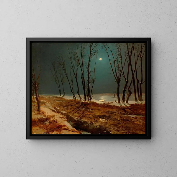 Winterlandschap bij maanlicht - Carl Blechen — ingelijst kunstwerk aan de muur