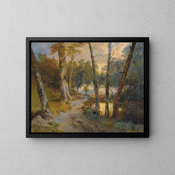 Bos met kleine vijver - Carl Blechen — ingelijst kunstwerk aan de muur