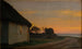 Landschap van de avond met een huis en een tuin bij de zee in Ellekilde - Carl Bloch — weergave van het kunstwerk