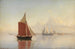 van een schip en twee grote zeilboten voor de kust - Carl Emil Baagøe — weergave van het kunstwerk