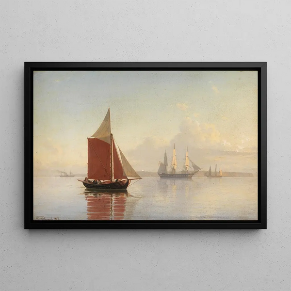 Carl Emil Baage - Ein Segelkutter und zwei Grosegler vor der Kste.webp