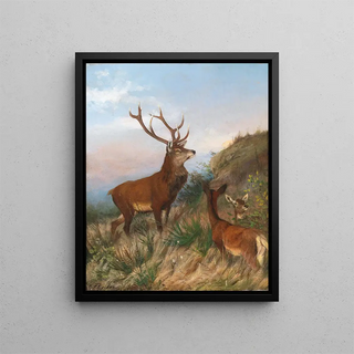 Carl Friedrich Deiker - Rotwild in der Abenddmmerung.webp