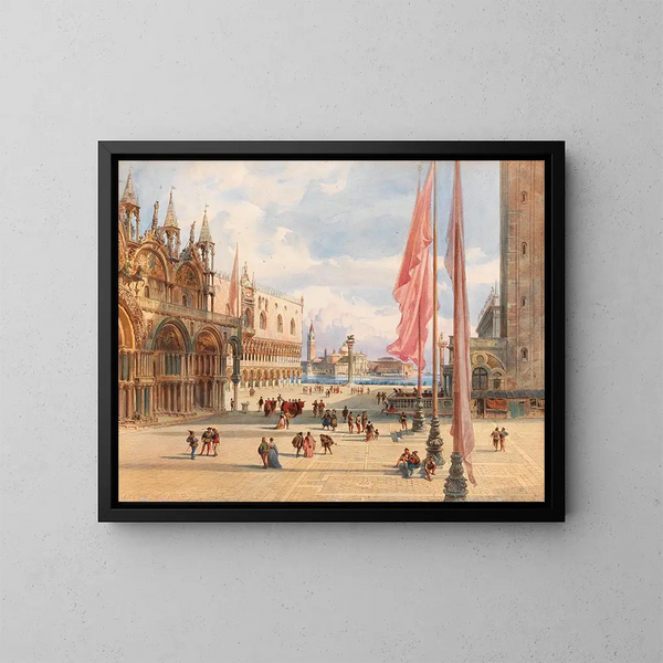 Place Saint-Marc in Venetië - Carl Friedrich Heinrich Werner — ingelijst kunstwerk aan de muur