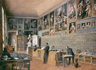 Carl Goebel the younger - Die Bibliothek zugleich Bro der Beamten der Ambraser Sammlung Portrtsammlung.webp