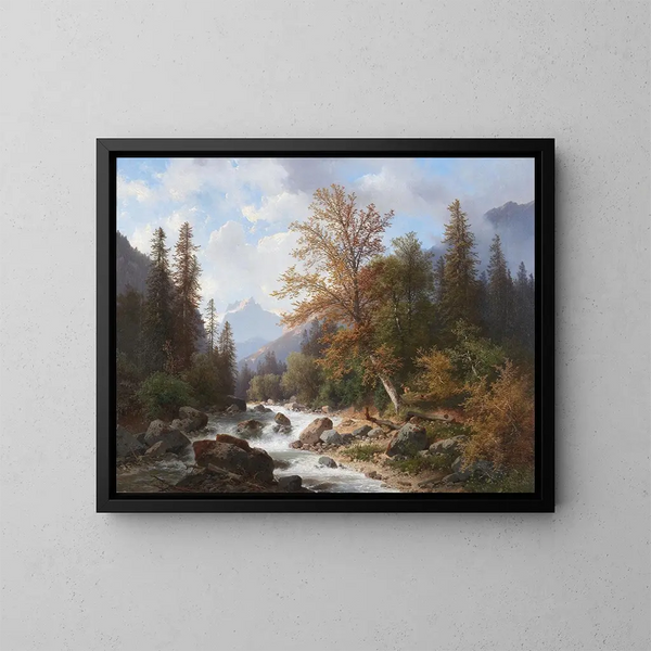 Bergbeek bij Ramsau - Carl Hasch — ingelijst kunstwerk aan de muur