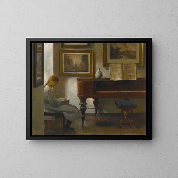 Meis in een interieur - Carl Holse — ingelijst kunstwerk aan de muur