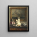 Binnen schilderij met diverse decoratieve voorwerpen op een commode voor een schilderij - Carl Holse — ingelijst kunstwerk aan de muur
