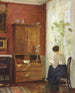 Binnenlands schilderij met een vrouw die leest bij het raam - Carl Holse — weergave van het kunstwerk