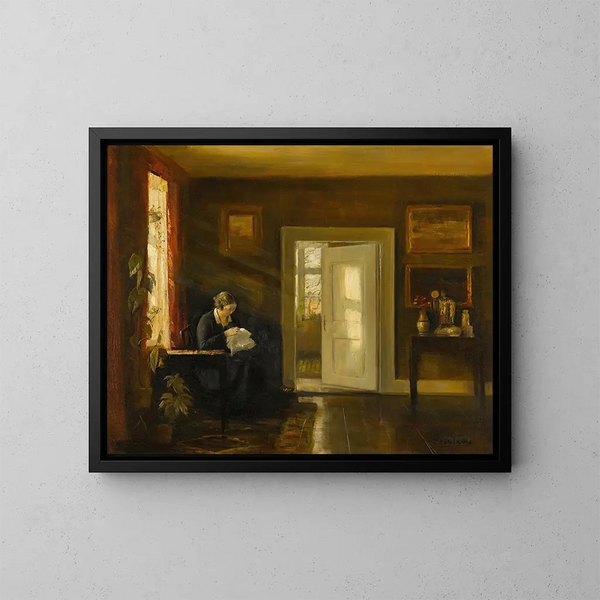 naakt bij het raam - Carl Holse — ingelijst kunstwerk aan de muur