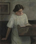De vrouw van de kunstenaar in wit lezen - Carl Holse — weergave van het kunstwerk
