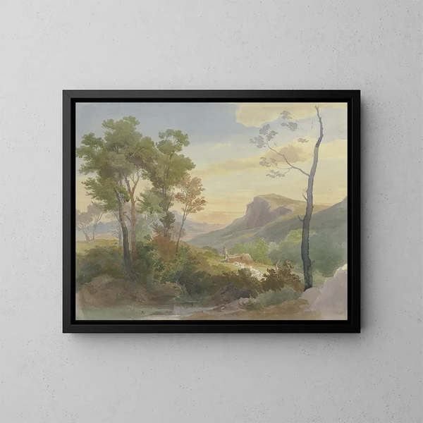 Italiaans berglandschap - Carl Hummel — ingelijst kunstwerk aan de muur