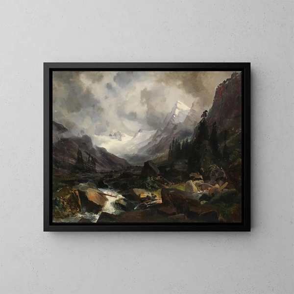 Vallée avec ruisseau de montagne - Carl Hummel — ingelijst kunstwerk aan de muur