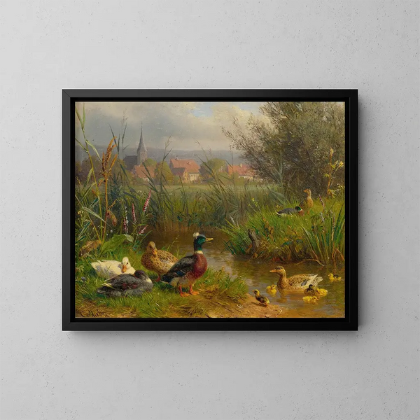 Eenden - Carl Jutz — ingelijst kunstwerk aan de muur