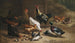 kip in een boerderijinterieur - Carl Jutz de Oude — weergave van het kunstwerk