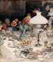 Rondom de avondlamp - Carl Larsson — weergave van het kunstwerk