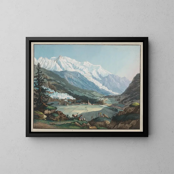 Uitzicht op de vallei van Chamonix genomen nabij Argentière - Carl Ludwig Hackert — ingelijst kunstwerk aan de muur