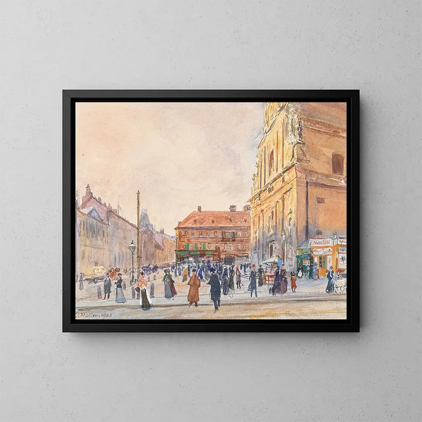 Kerk van de karmelieten van Leopoldstadt - Carl Müller — ingelijst kunstwerk aan de muur