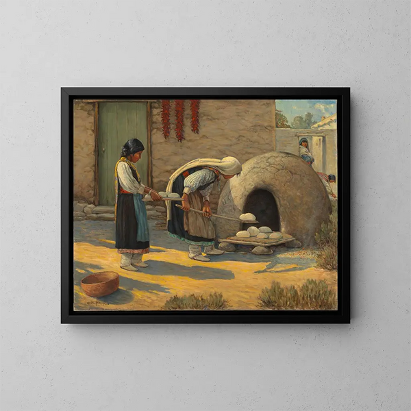 Vrouwen die brood bakken - Carl Moon — ingelijst kunstwerk aan de muur