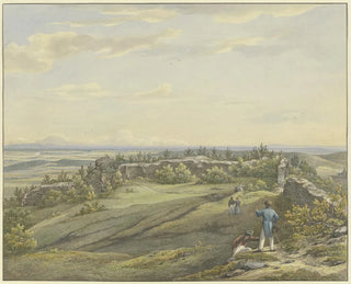 Carl Morgenstern - Burghof der Ruine Falkenstein mit Ausblick auf die Mainebene den Odenwald und die Rheinberge.webp