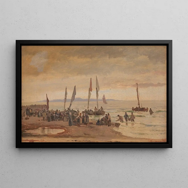 Carl Neumann - Hjemvendende fiskere modtages p Hornbk Strand.webp