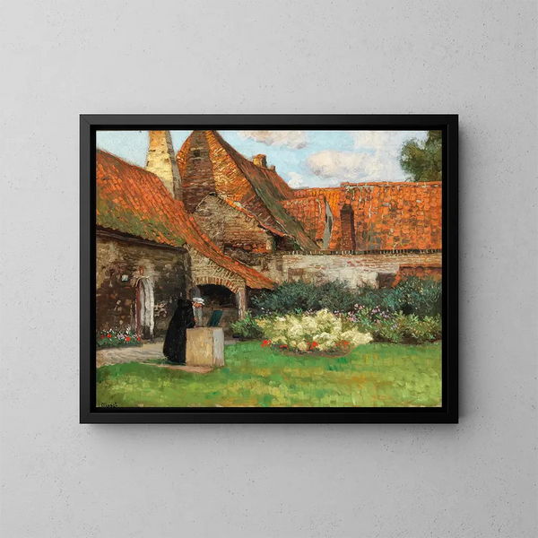Een binnenplaats in de zomer - Carl O'Lynch de Town — ingelijst kunstwerk aan de muur