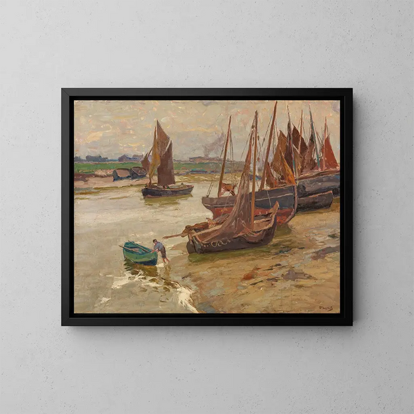 Ourschilderij Grijze dag aan de Isère - Carl O'Lynch de Town — ingelijst kunstwerk aan de muur