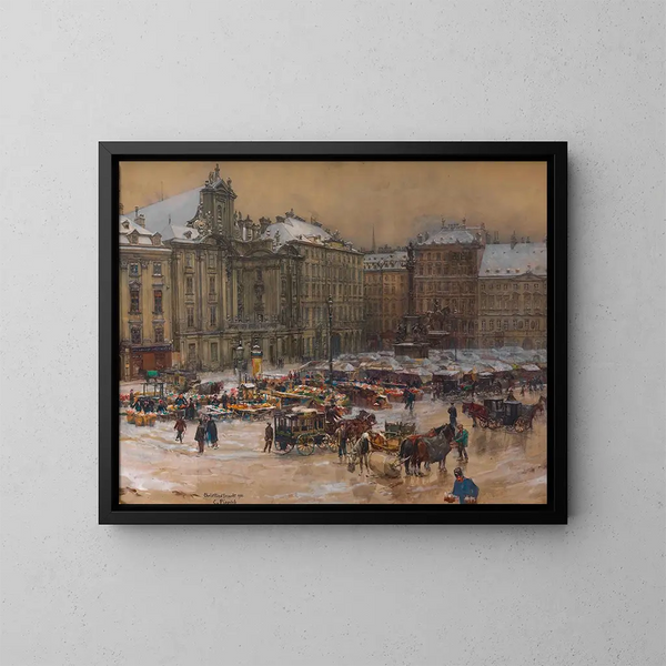 Op de kerstmarkt van het Kind Jezus - Carl Pippich — ingelijst kunstwerk aan de muur